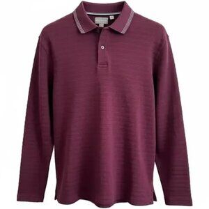 NEW Tom Baker Long Sleeve Polo Shirt | Burgundy